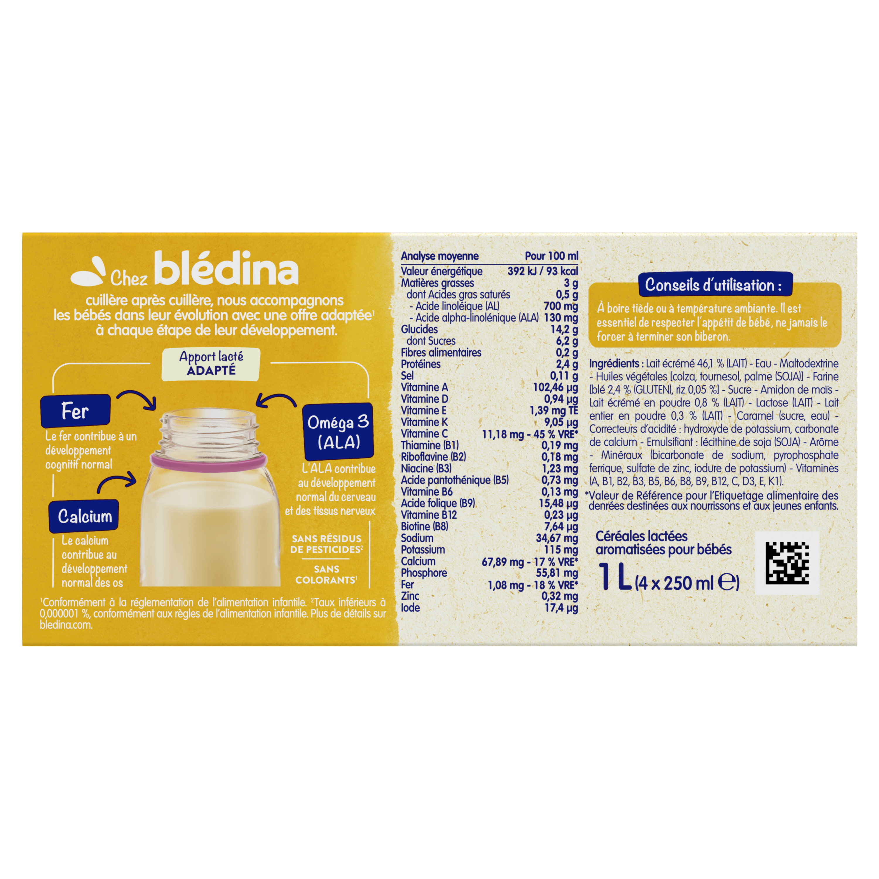 BLEDINA BLEDIDEJ Saveur Biscuit 4x250ml Dès 6 Mois
