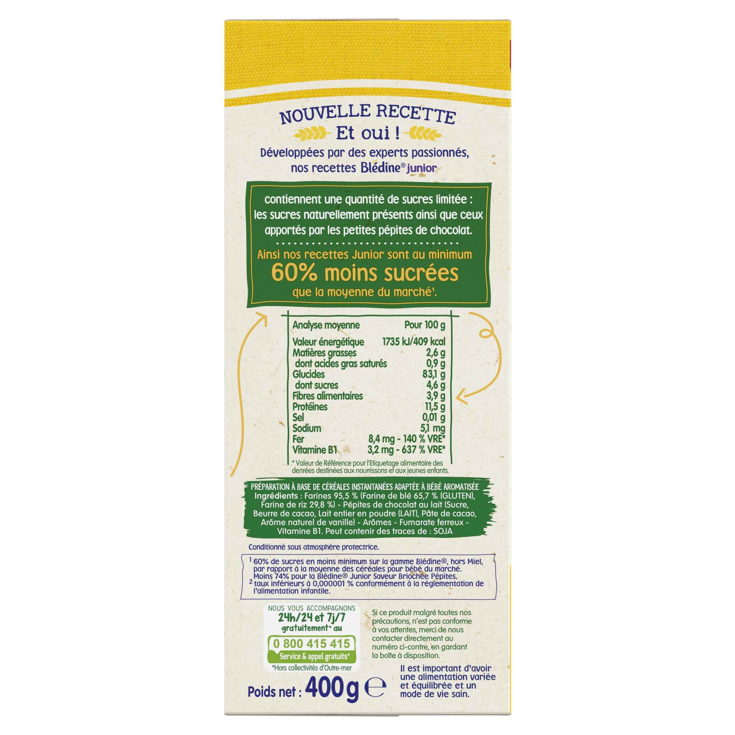 BLEDINE JUNIOR 400g Saveur Briochée Pépites Dès 15 mois
