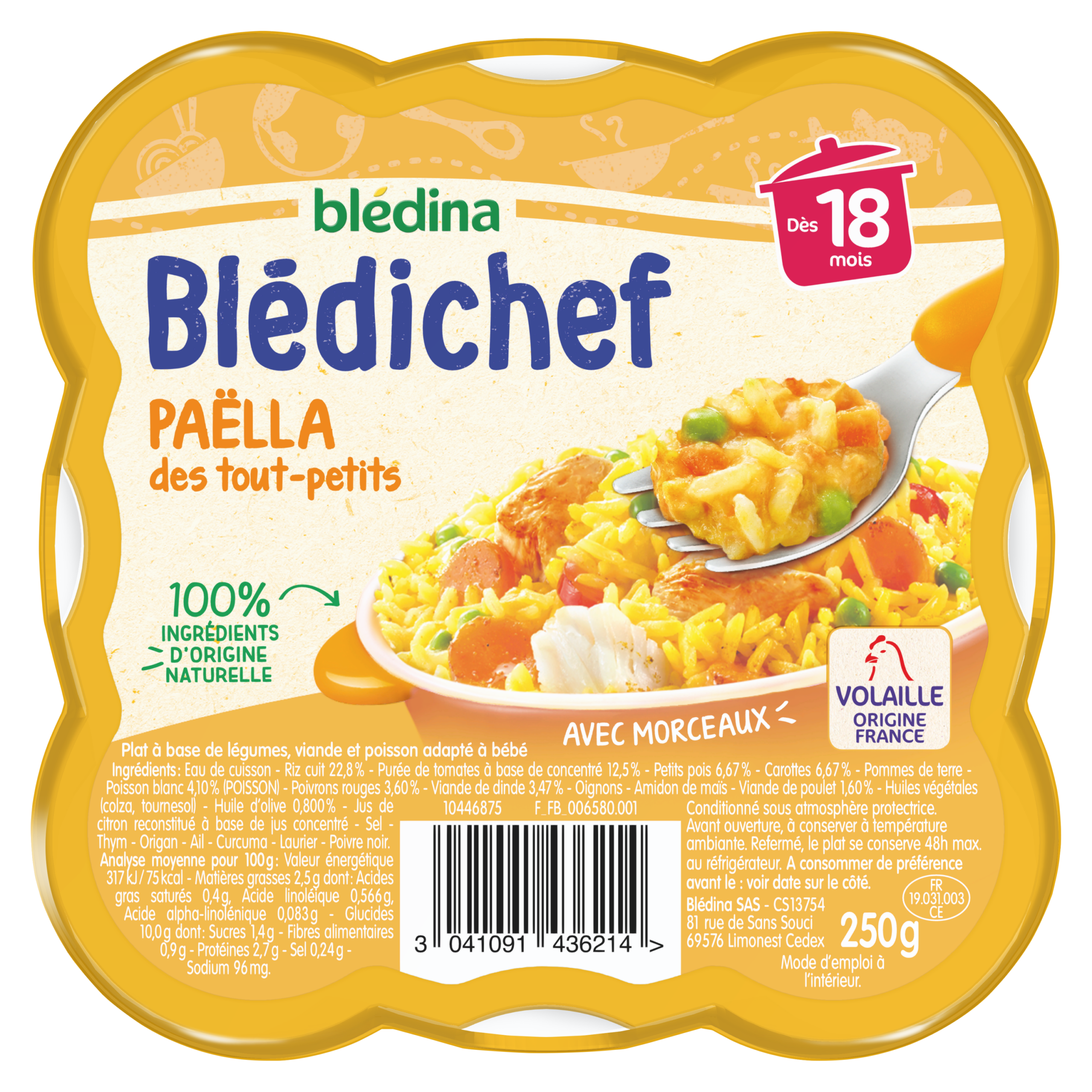 BLEDINA BLEDICHEF Paëlla Des Tout-petits 250g Dès 18 mois
