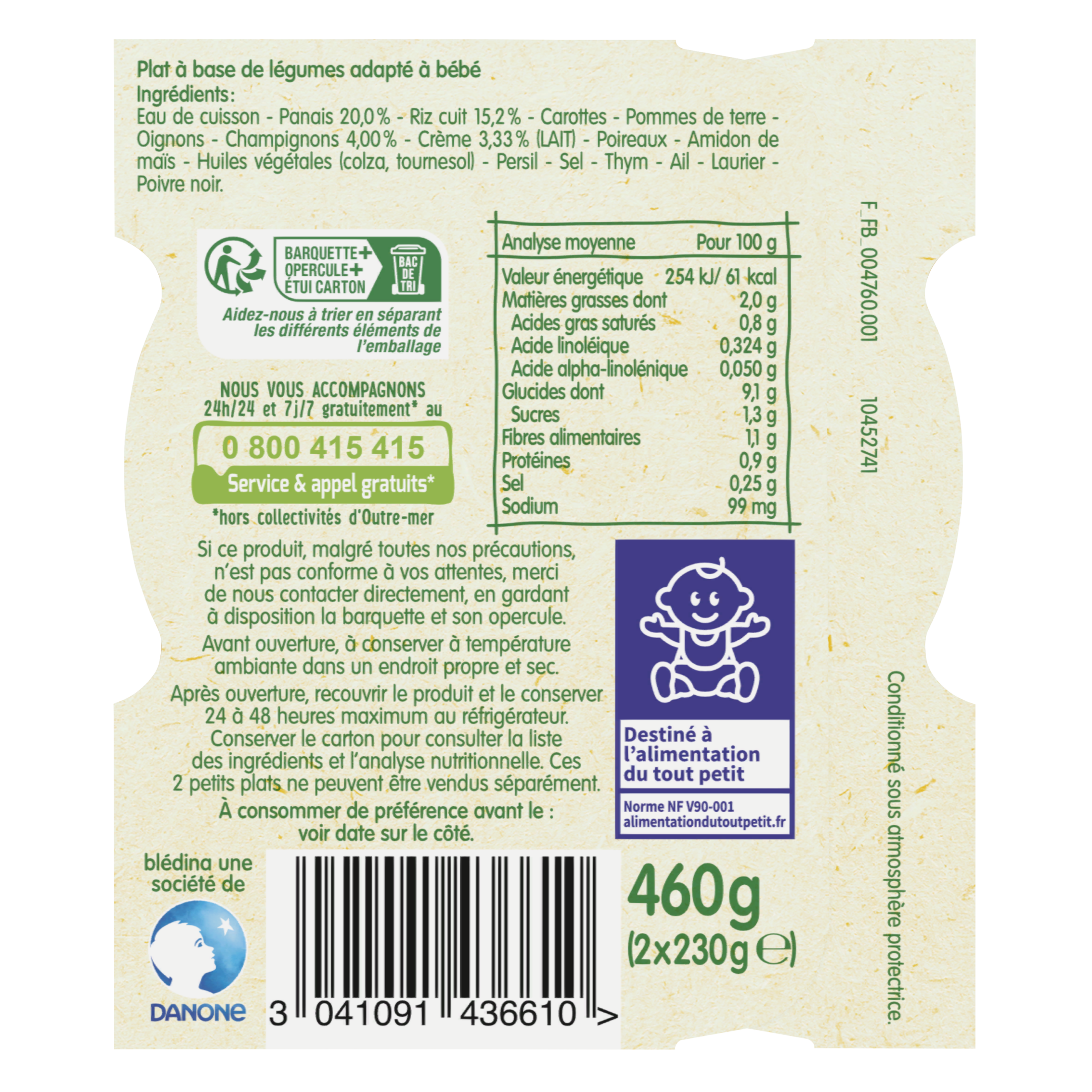 BLEDINA BLEDICHEF Risotto aux Panais et Champignons 2x230g