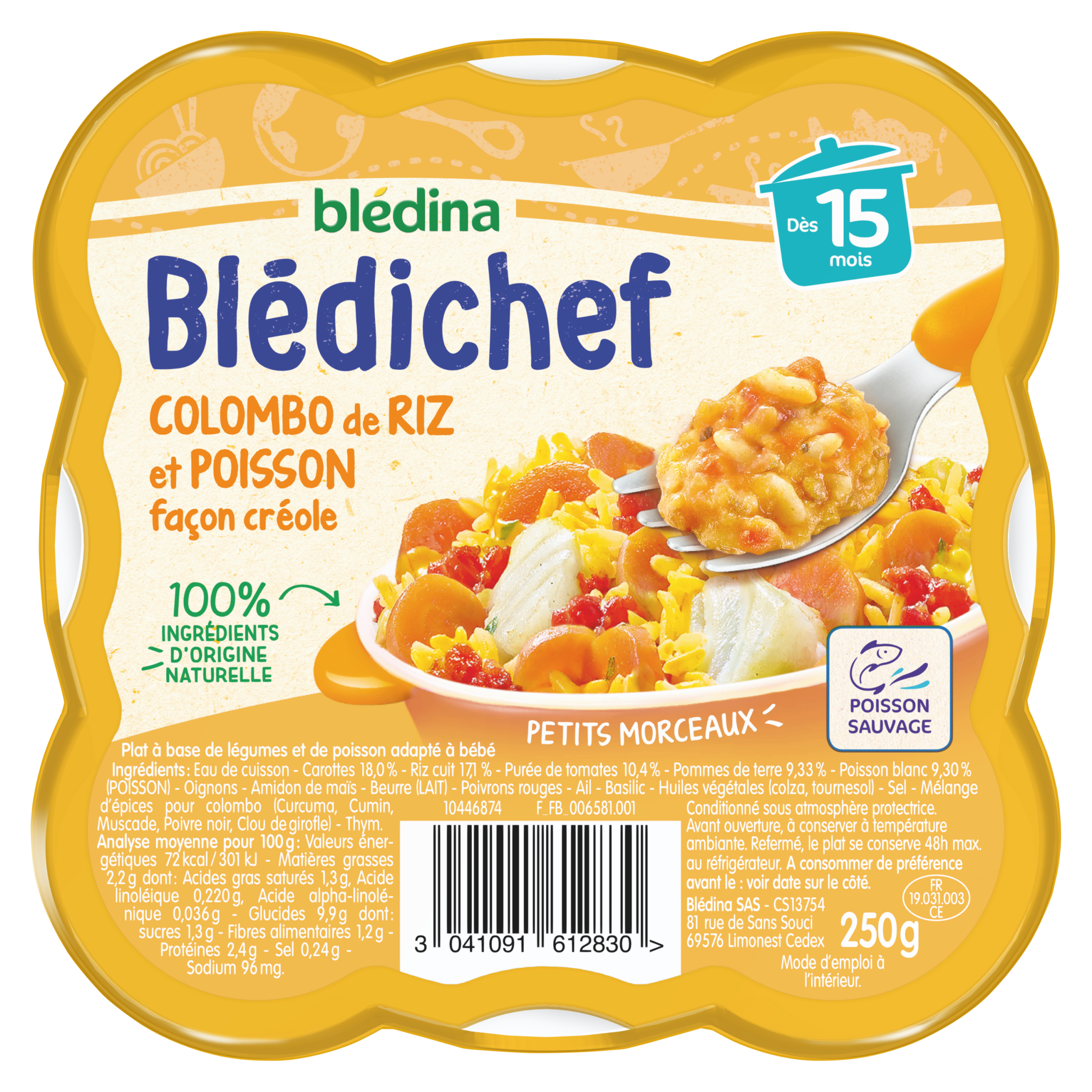 BLEDINA BLEDICHEF Colombo de Riz et Poisson 250g Dès 15 mois