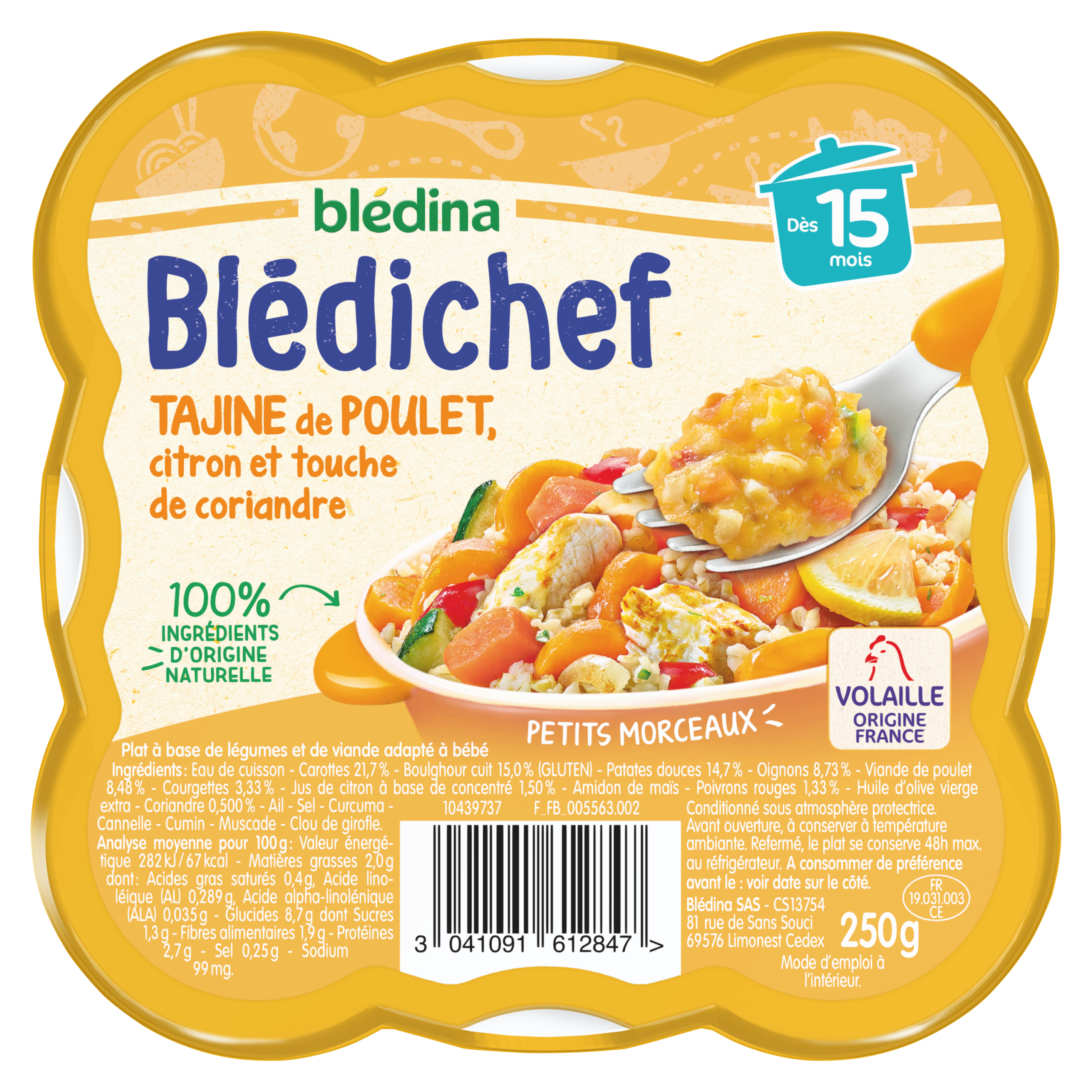 BLEDINA BLEDICHEF Tajine de Poulet Citron et Touche de Coriandre 15 mois