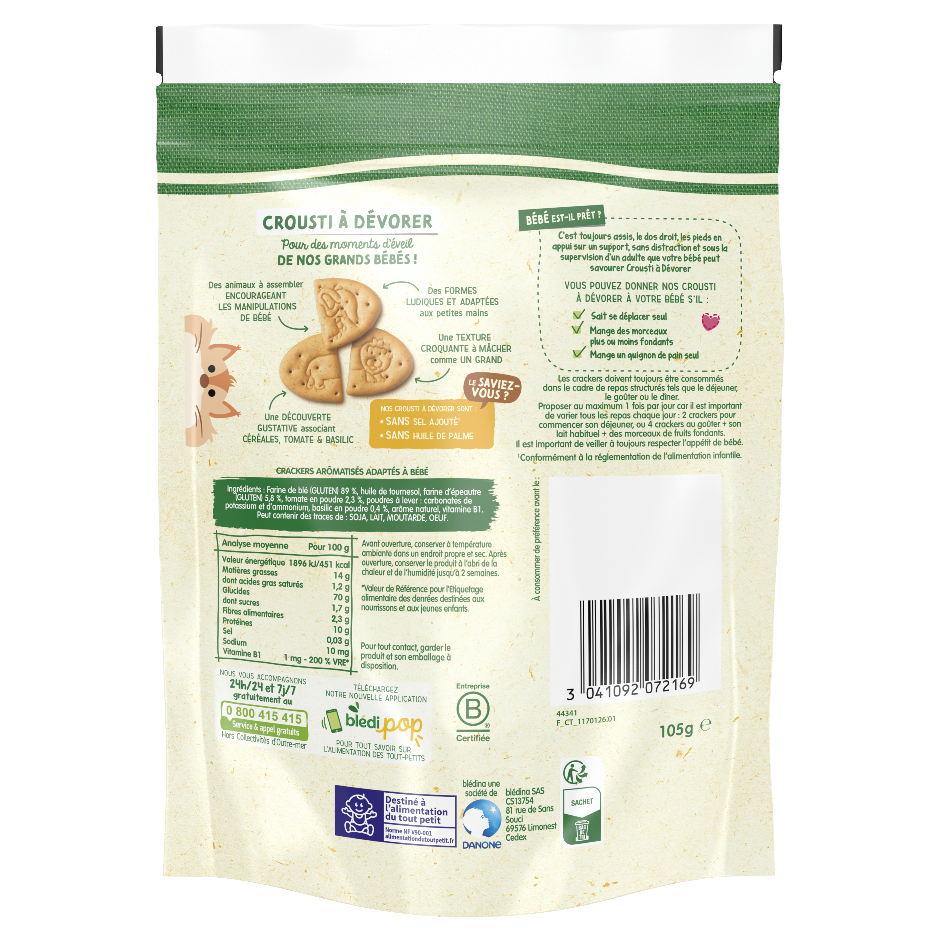 Blédina Crousti à dévorer Tomate & Basilic 105g Dès 18 mois