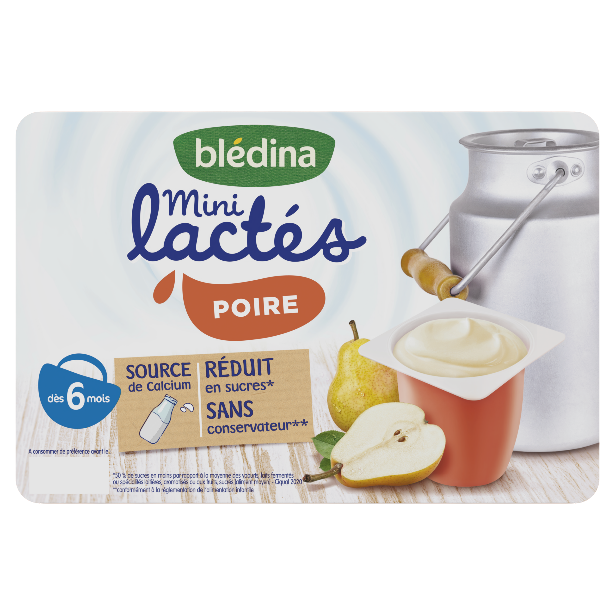 BLEDINA Mini lactés Poire 6x55g Dés 6 mois