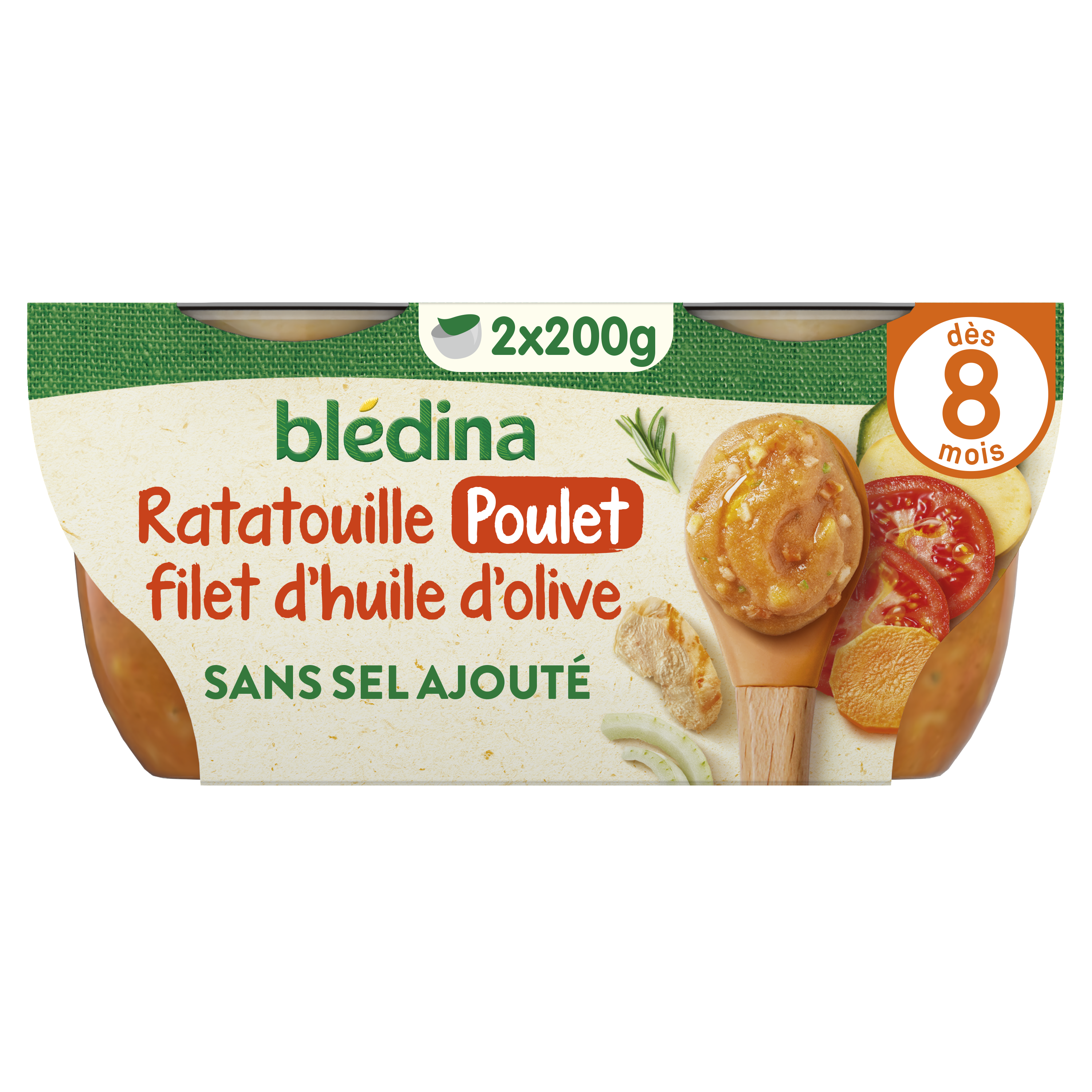 BLEDINA BOLS Ratatouille Poulet & filet d'huile d'olive 2x200g dès 8 mois