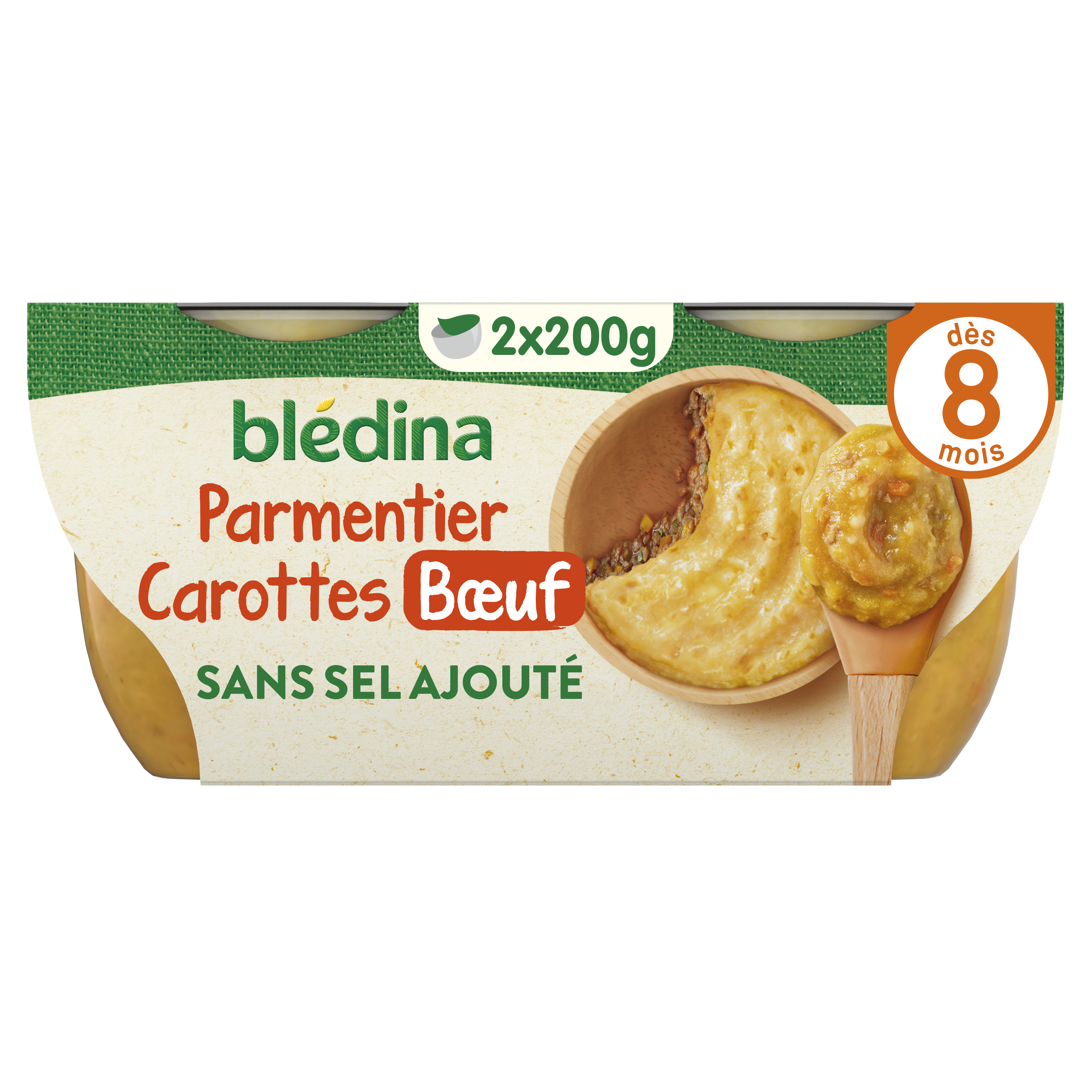 BLEDINA BOLS Parmentier de Carottes & Boeuf 2x200g dès 8 mois
